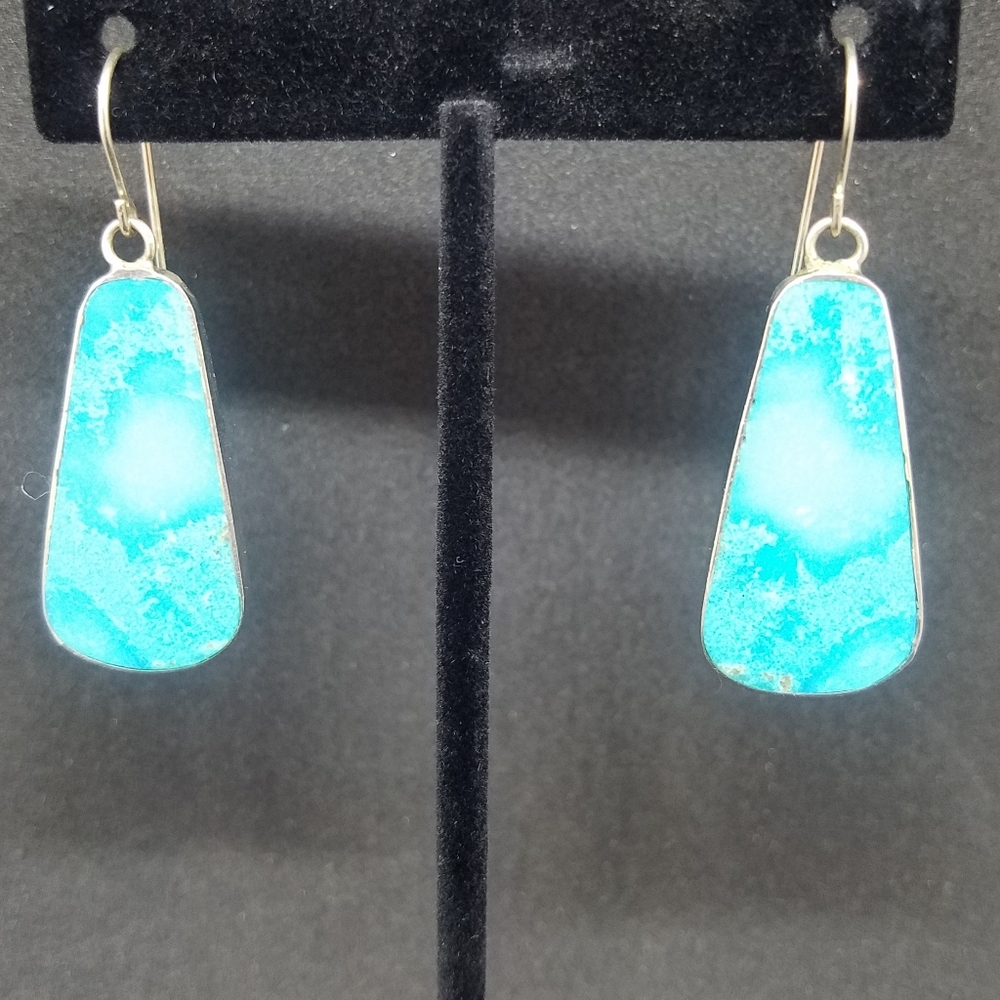 Buffed genuine turquoise earrings.